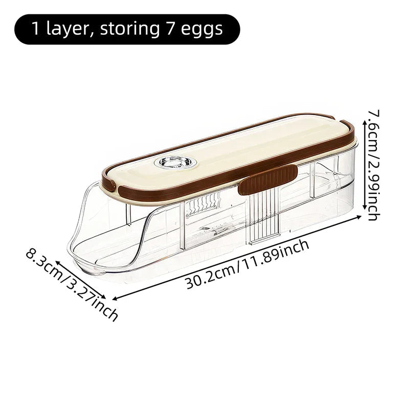 Sikunuo | Fridge Organizer Automatic Rolling Transparent Egg Storage Box