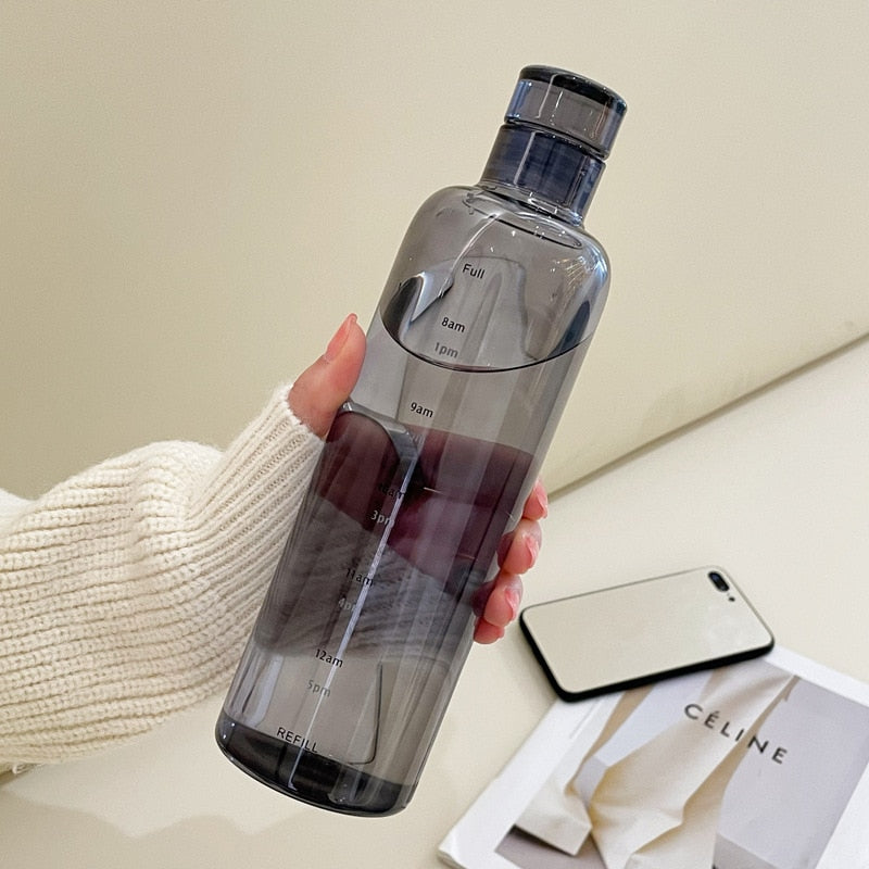 Time-Scale Water Bottle with Spill-Proof Lid