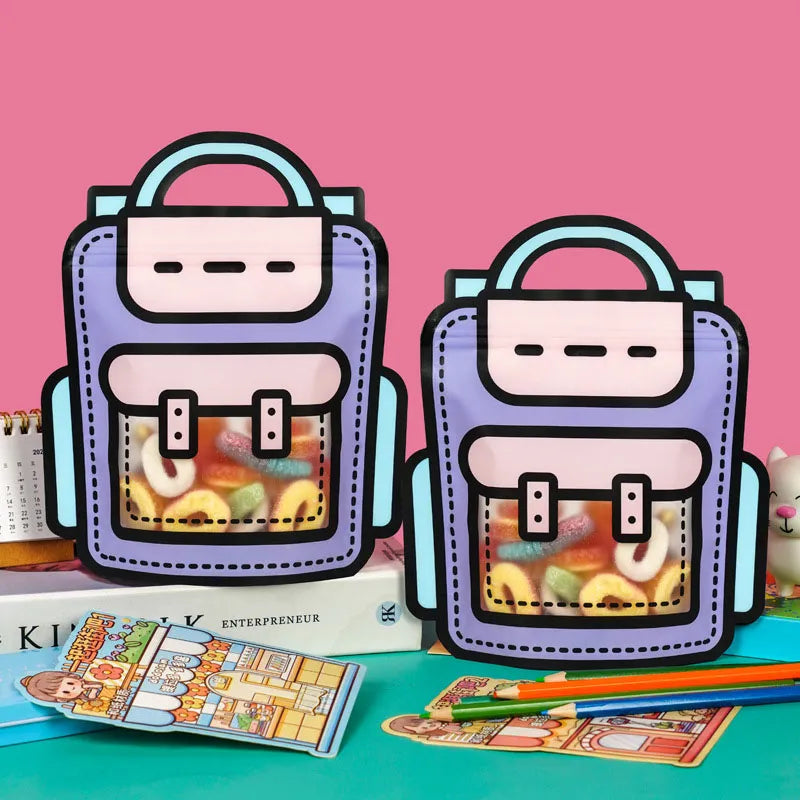 Sikunuo | 50pcs Creative 2D Cartoon Schoolbag