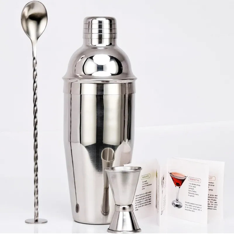 Sikunuo | 550 ml/750 ml Stainless Steel Cocktail Shaker Mixer Drink Bartender Set Bar Set Tools With Wine Rack Stand Tool for Birthday Gift