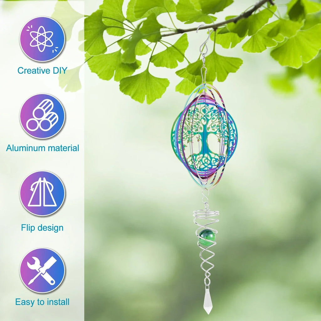 Sikunuo | Stainless Steel Spiral Tail Outdoor 3D Wind Spinners