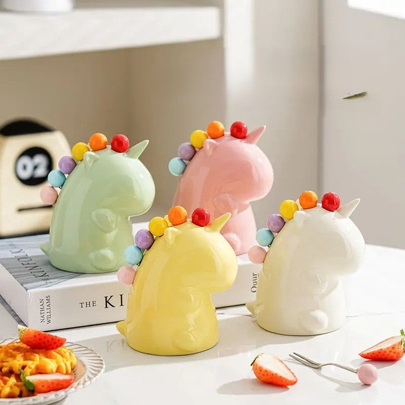 Sikunuo | Ceramic Unicorn Stainless Steel Fruit Fork Set