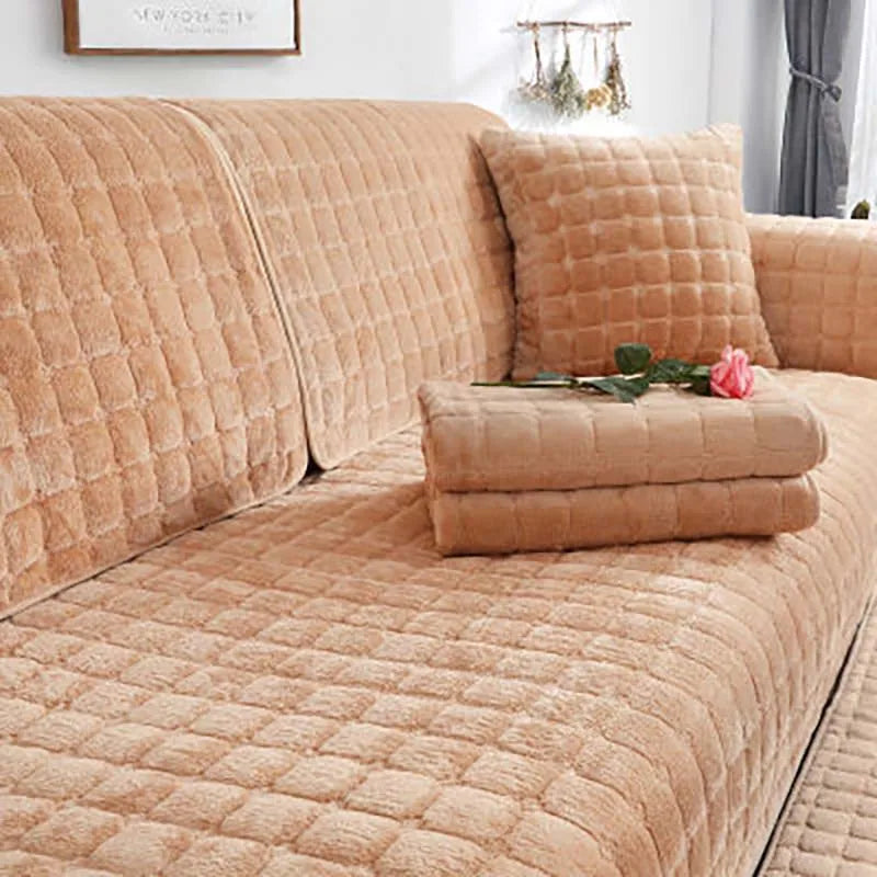 Sikunuo | Cozy Soft Thick Plush Non-Slip Sofa Cover