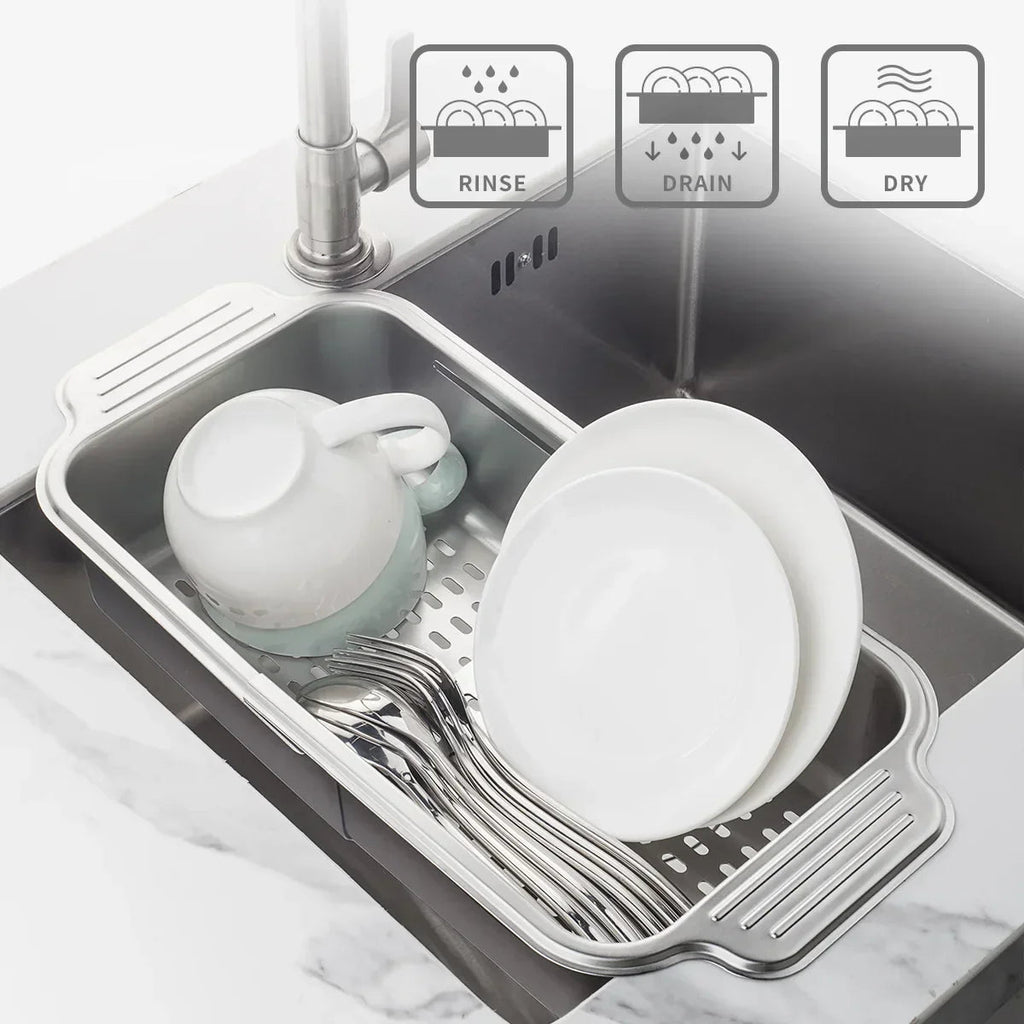 Sikunuo | Retractable Over Sink Stainless Steel Vegetable Drain Basket