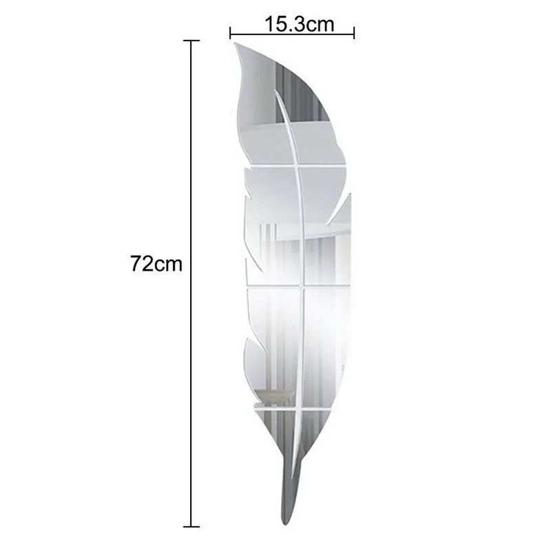 Sikunuo | 3D Feather Art Mirror Wall Sticker