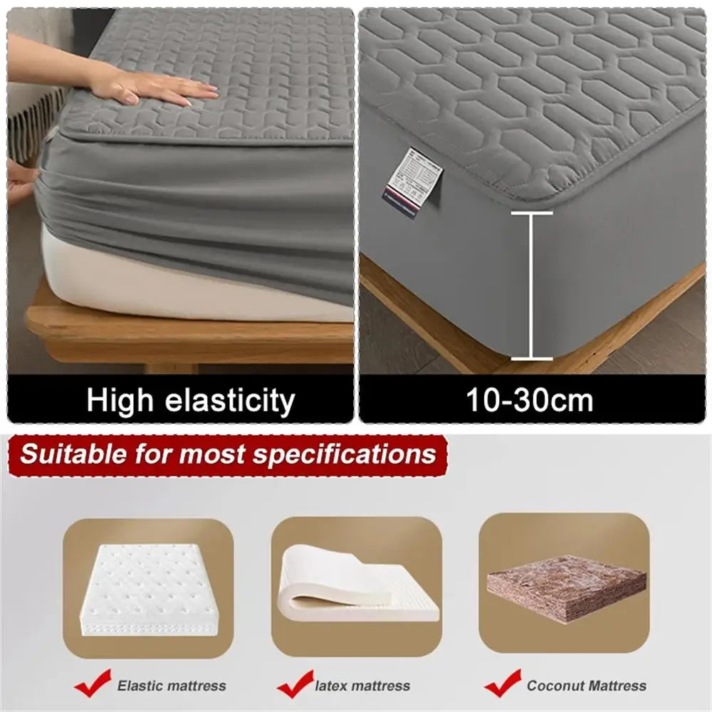 Sikunuo | Waterproof Ultra-Soft Fitted Latex Mattress Pad Cover