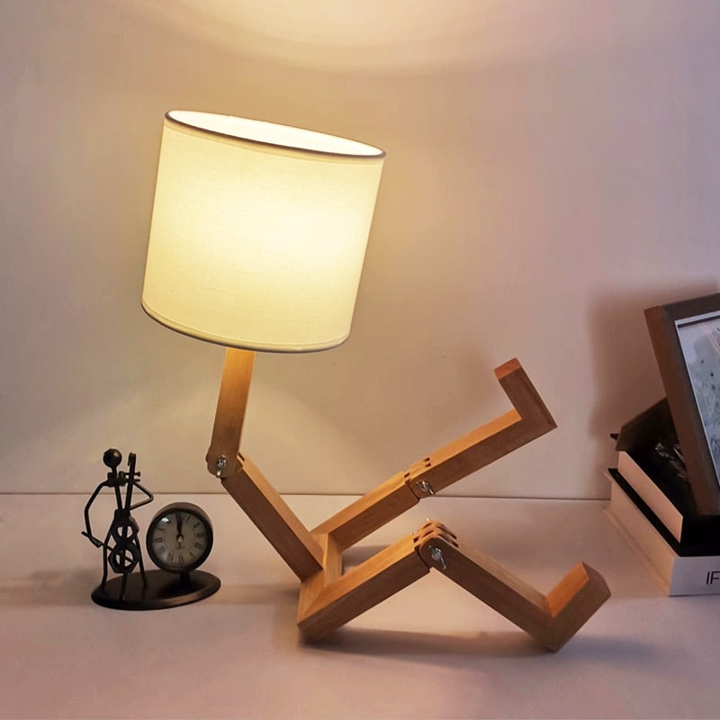 Sikunuo | Thinker Wooden Robot Modern Night Lamp