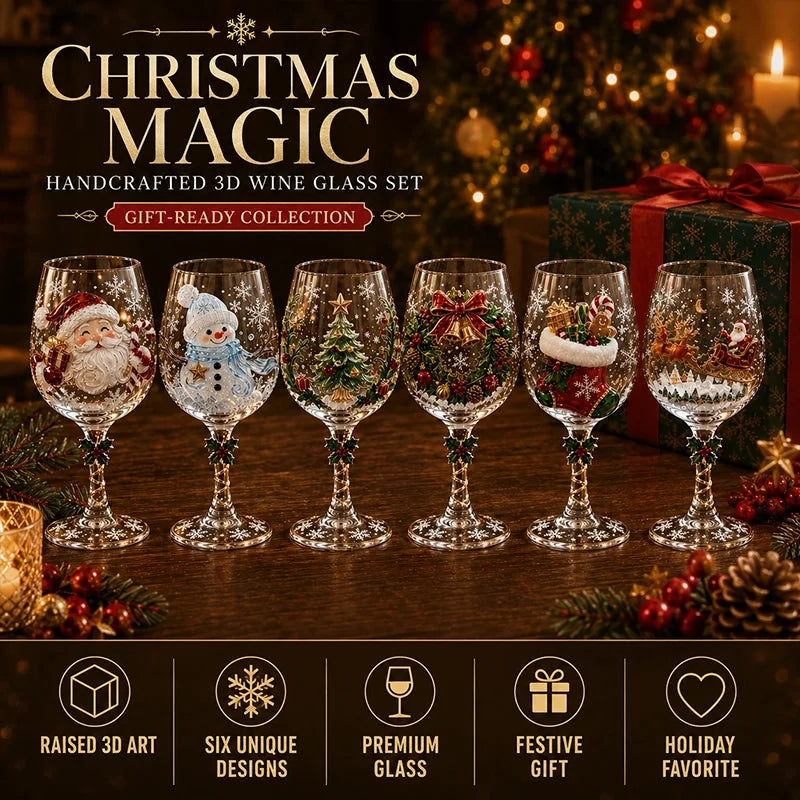 🔥 Flash Sale - Handcrafted 3D Christmas Wine Glass Collection