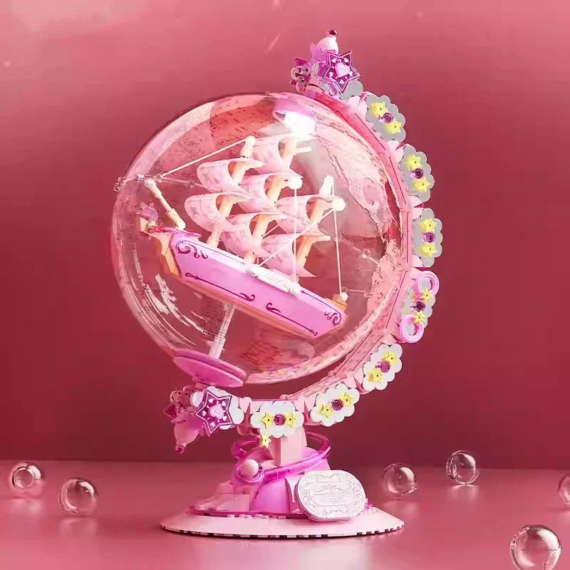 Sikunuo | Fantasy Dream Pink Sailboat Globe Decor