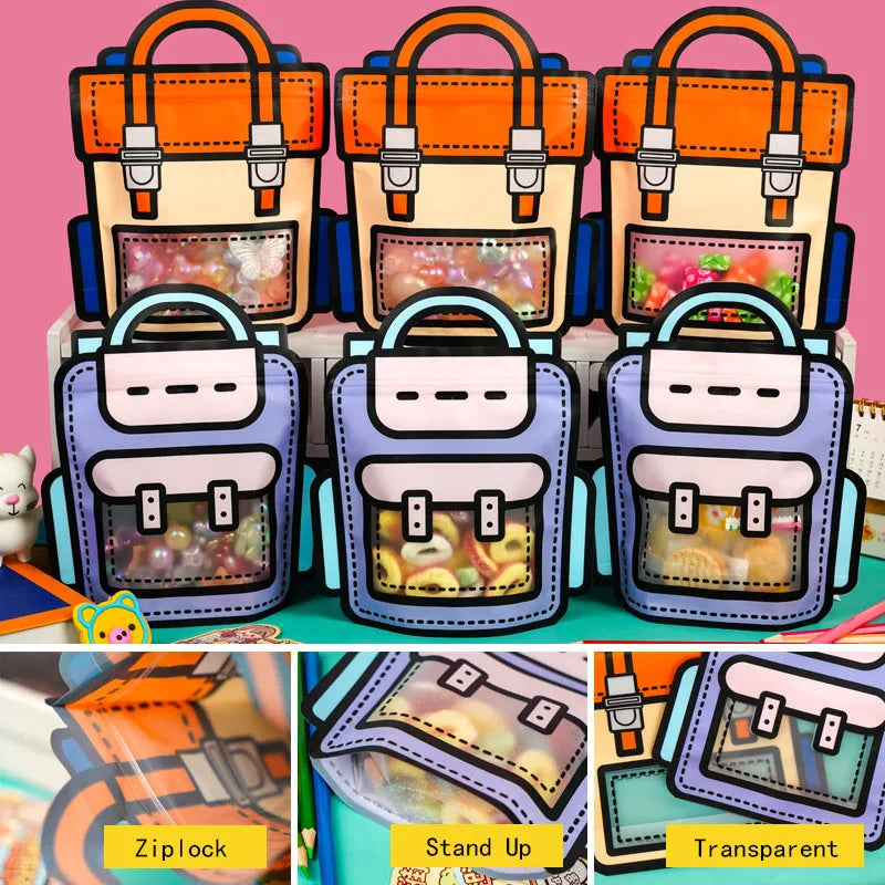 Sikunuo | 50pcs Creative 2D Cartoon Schoolbag