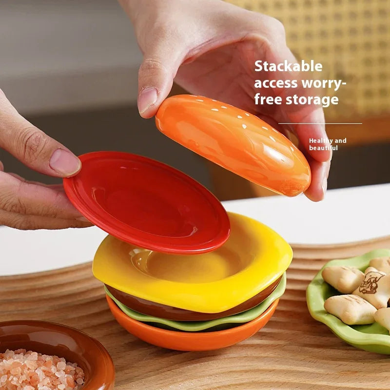 Sikunuo | Mini Stacked Hamburger Ceramic Plate Set