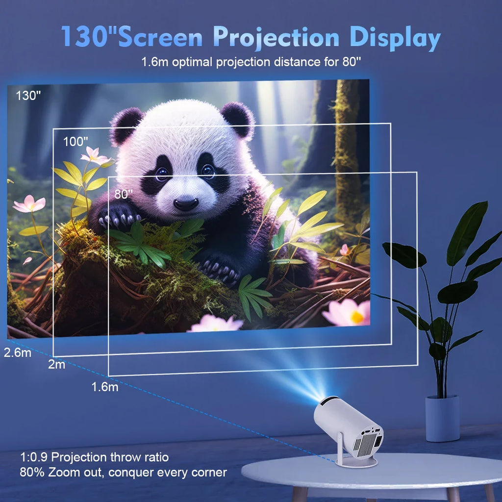 HY300 Pro Smart Mini Projector – Android 11 & 180° Flexible