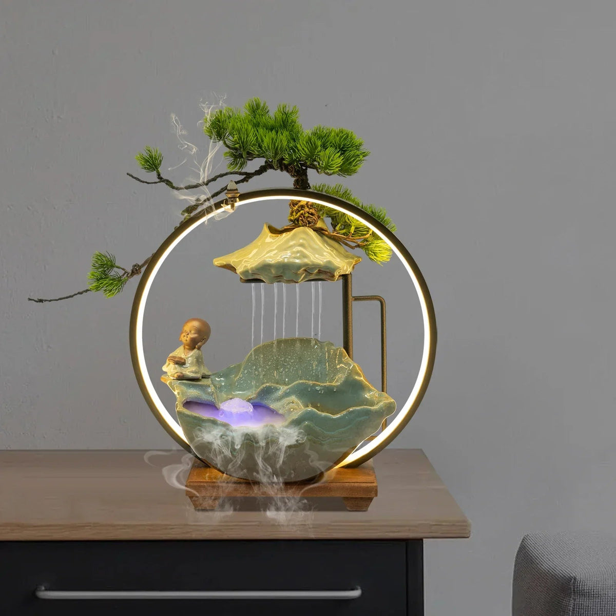 Sikunuo | Waterfall Fortune LED Incense Burner Zen Decor