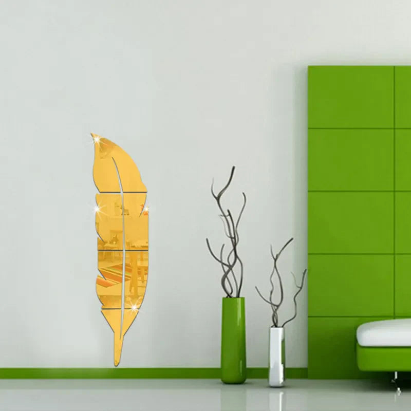 Sikunuo | 3D Feather Art Mirror Wall Sticker