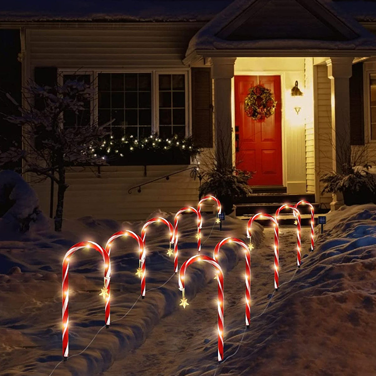 Sikunuo | Candy Cane Lane LED Solar Lamp