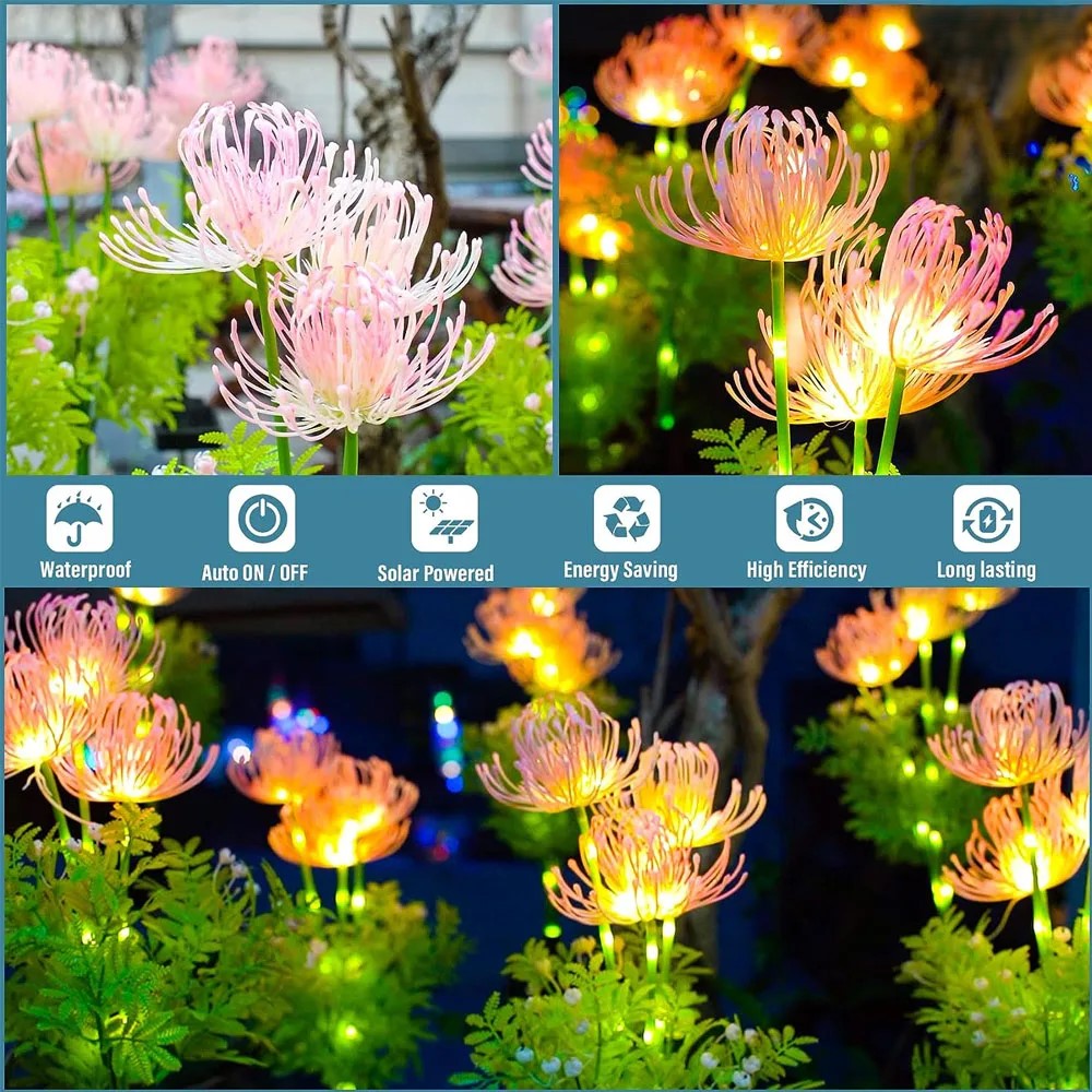 Sikunuo | Soft Pink Glow Solar LED Flower Garden Light