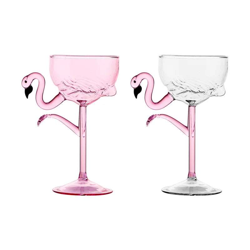 Sikunuo | Pink Flamingo Cocktail Clear Party Glasses