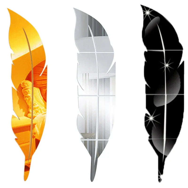 Sikunuo | 3D Feather Art Mirror Wall Sticker