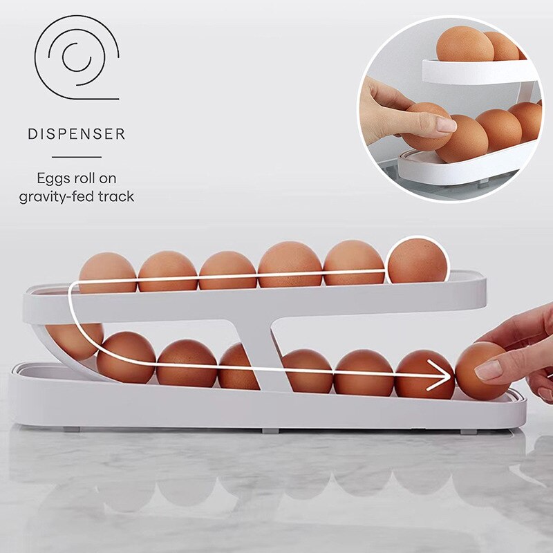 Sikunuo | Automatic Egg Rolling Holder Organizer Rack