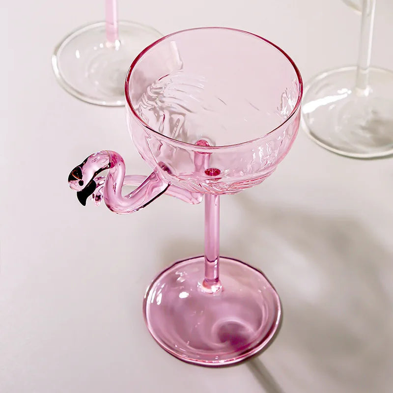 Sikunuo | Pink Flamingo Cocktail Clear Party Glasses