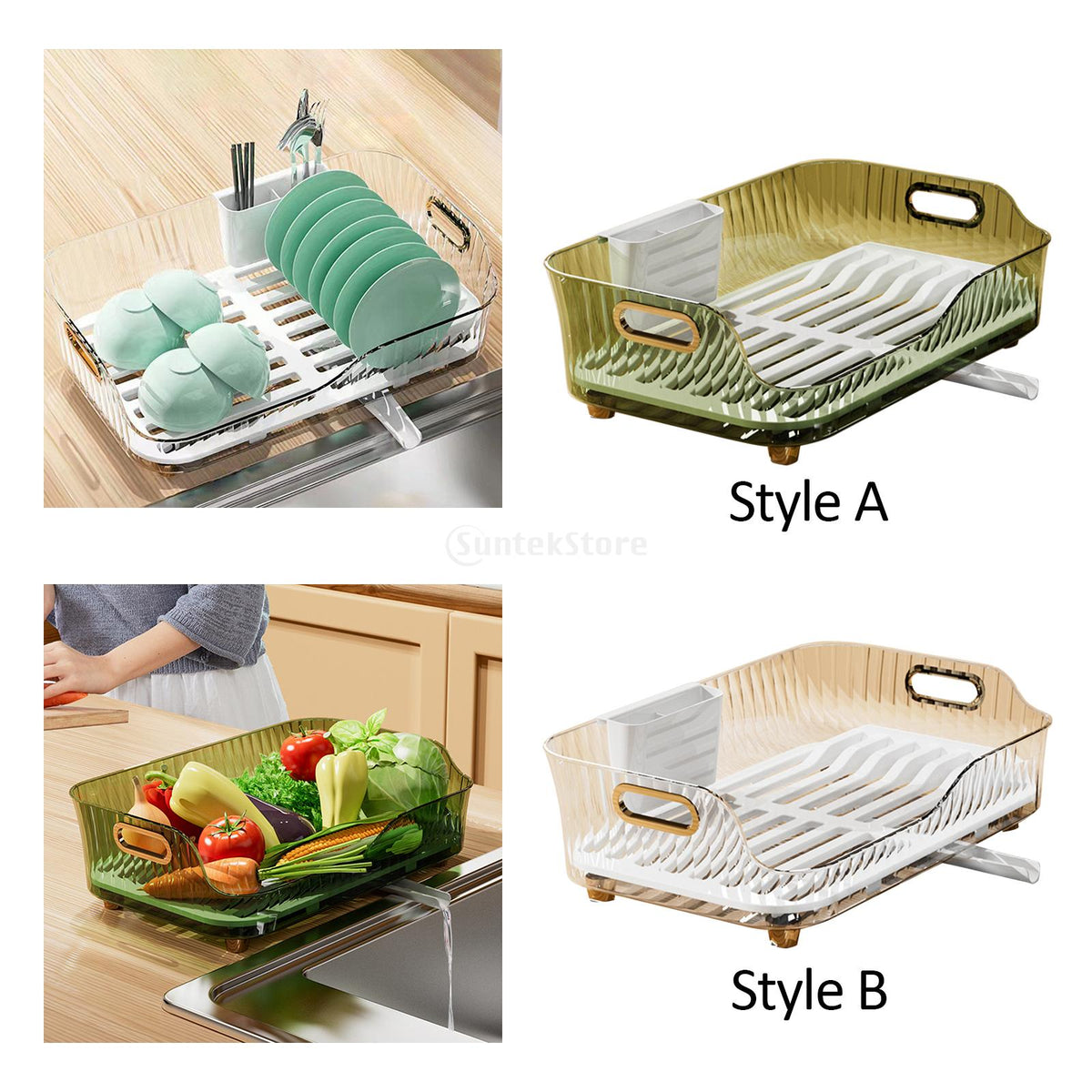 Sikunuo | Kitchen Space Saving Dish Drainer Vegetable Basket