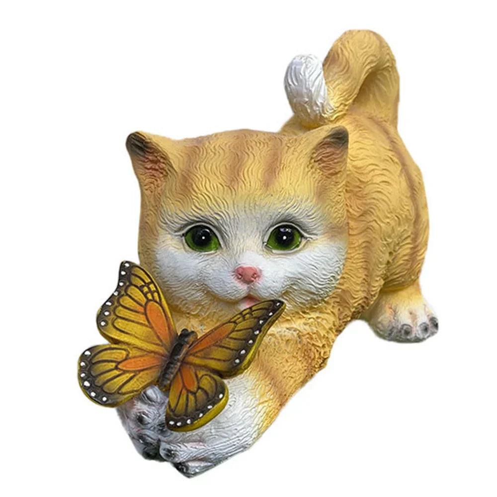 Sikunuo | Butterfly Catcher Cat Resin Decorative Lamp