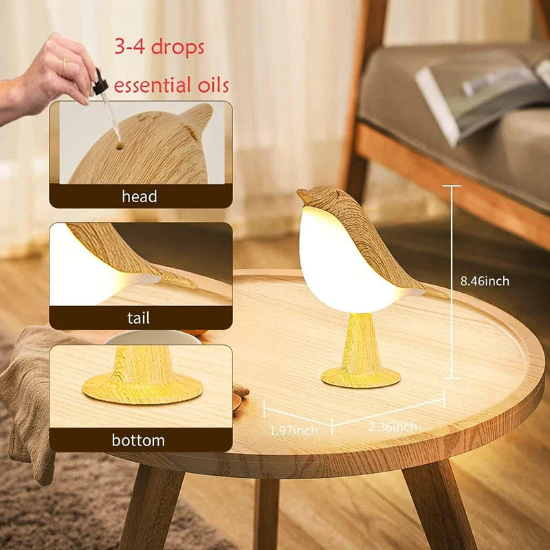 Sikunuo | Wooden Bird LED Touch-Switch Night Lamp