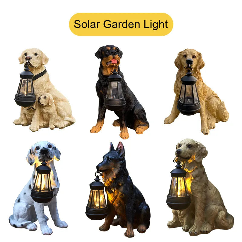 Sikunuo | Solar-Powered Outdoor Resin Dog Statue Lamp