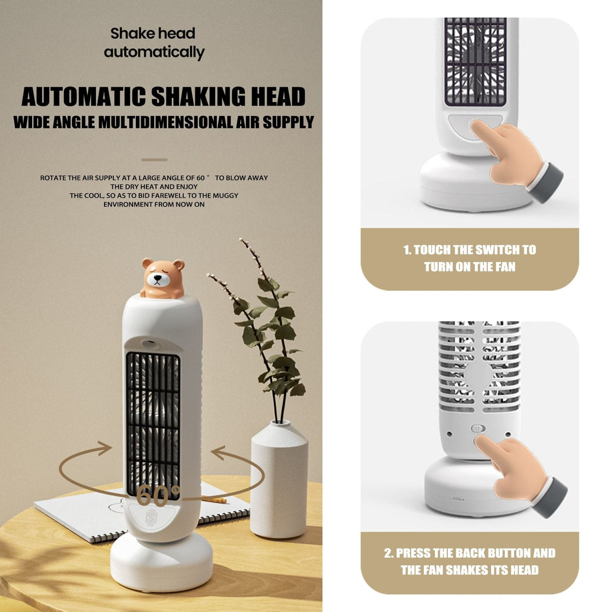 Sikunuo | Mini Bear Air Cooler Humidifier Fan