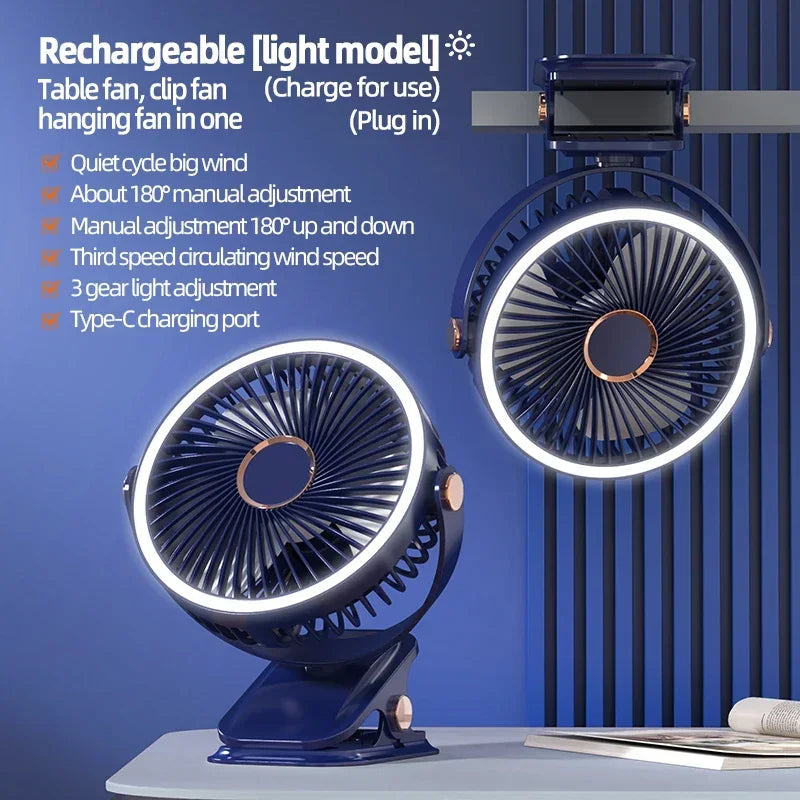 Sikunuo | Multi-Angle Outdoor Clip-On Rechargeable Cooling Fan