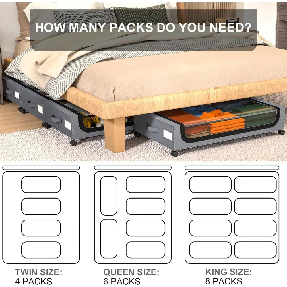 Sikunuo | Underbed Storage Stackable Wheeled Box Organizer