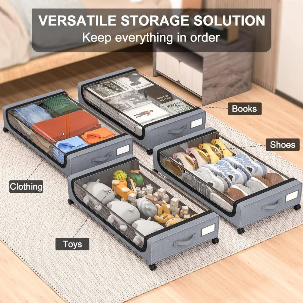 Sikunuo | Underbed Storage Stackable Wheeled Box Organizer