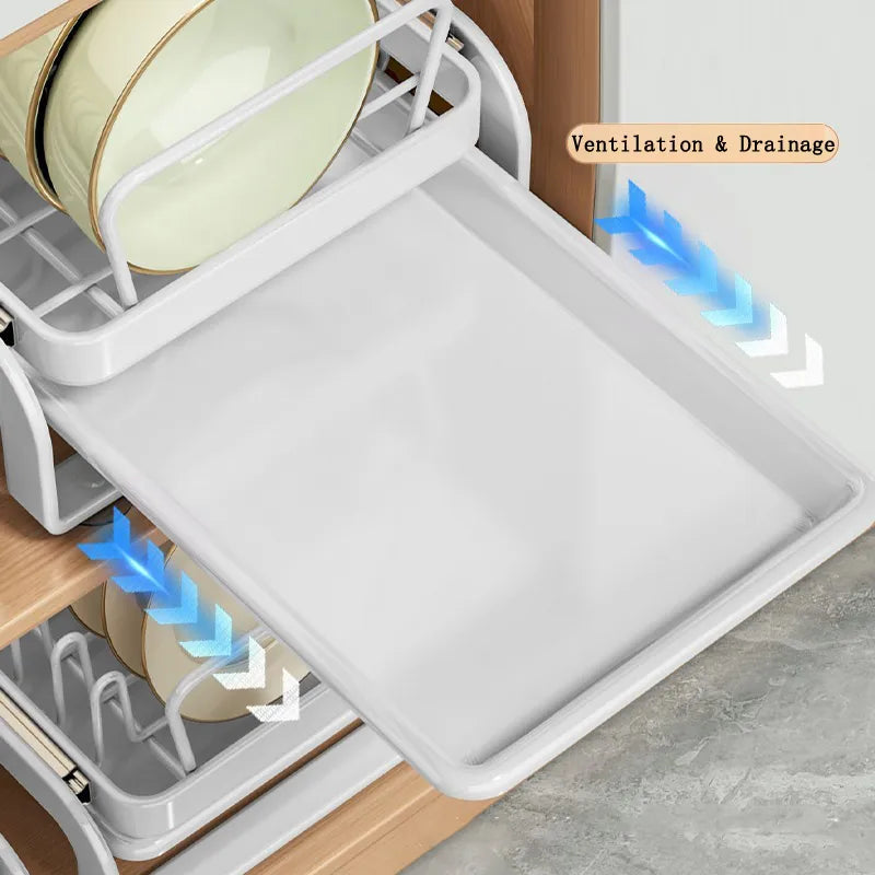 Sikunuo | Kitchen Cabinet Sliding Storage Dish Rack