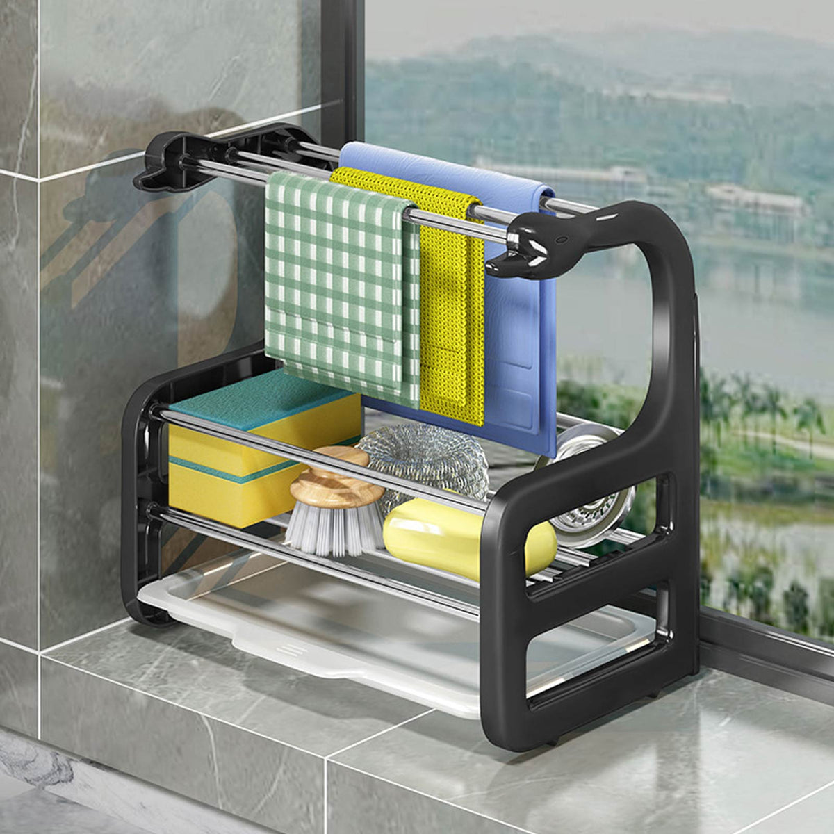 Sikunuo | Creative Kitchen Sponge Holder Drain Rack