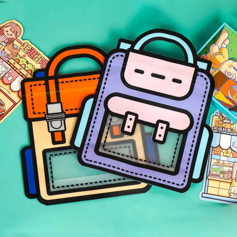 Sikunuo | 50pcs Creative 2D Cartoon Schoolbag