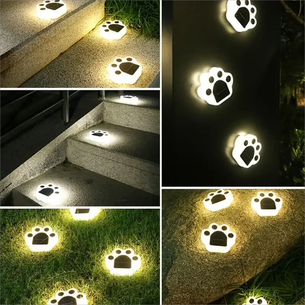Sikunuo | Glowing Paw LED Solar Pathway Outdoor Lights