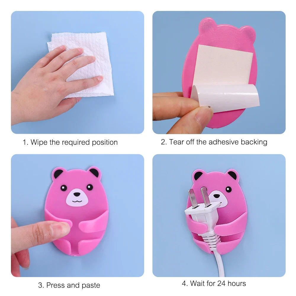 Sikunuo | Bear Hug Self-Adhesive Wall Plug Holder