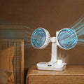 Sikunuo | Adjustable Double-Head Portable Table Fan Night Lamp