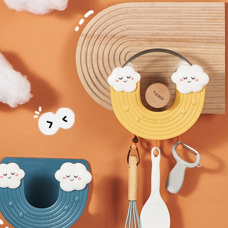 Sikunuo | Rainbow Wall-Mounted Hook Kitchen Pot Lid Holder