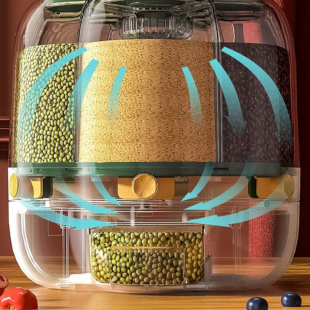 Sikunuo | 6-Grid Rotating Grain Storage Dispenser