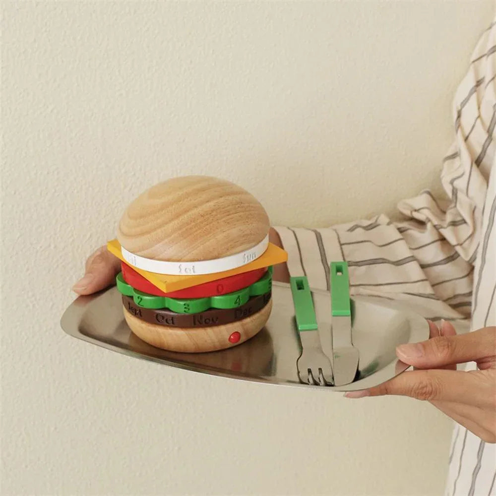 Sikunuo | Rotating Wooden Hamburger Decorative Calender
