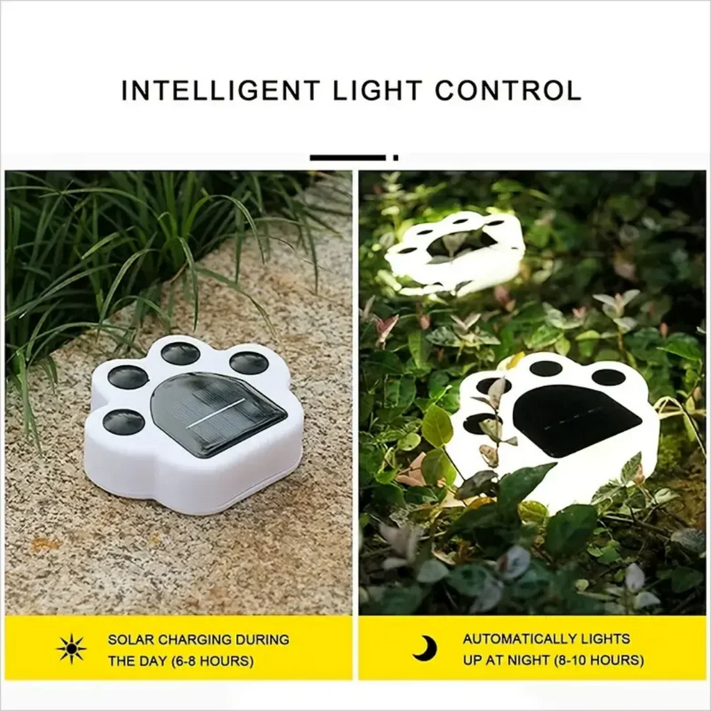 Sikunuo | Glowing Paw LED Solar Pathway Outdoor Lights