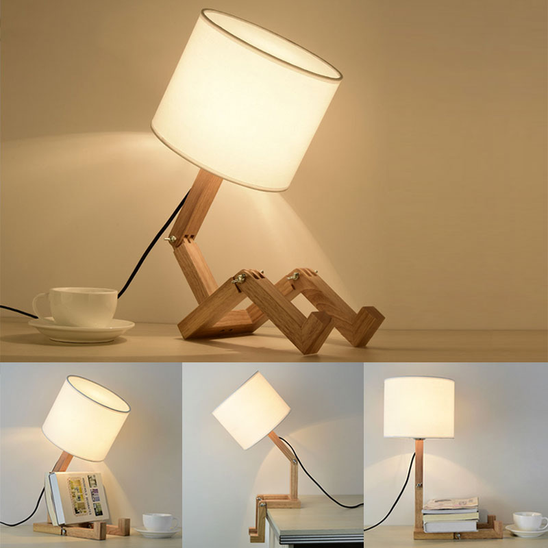 Sikunuo | Thinker Wooden Robot Modern Night Lamp