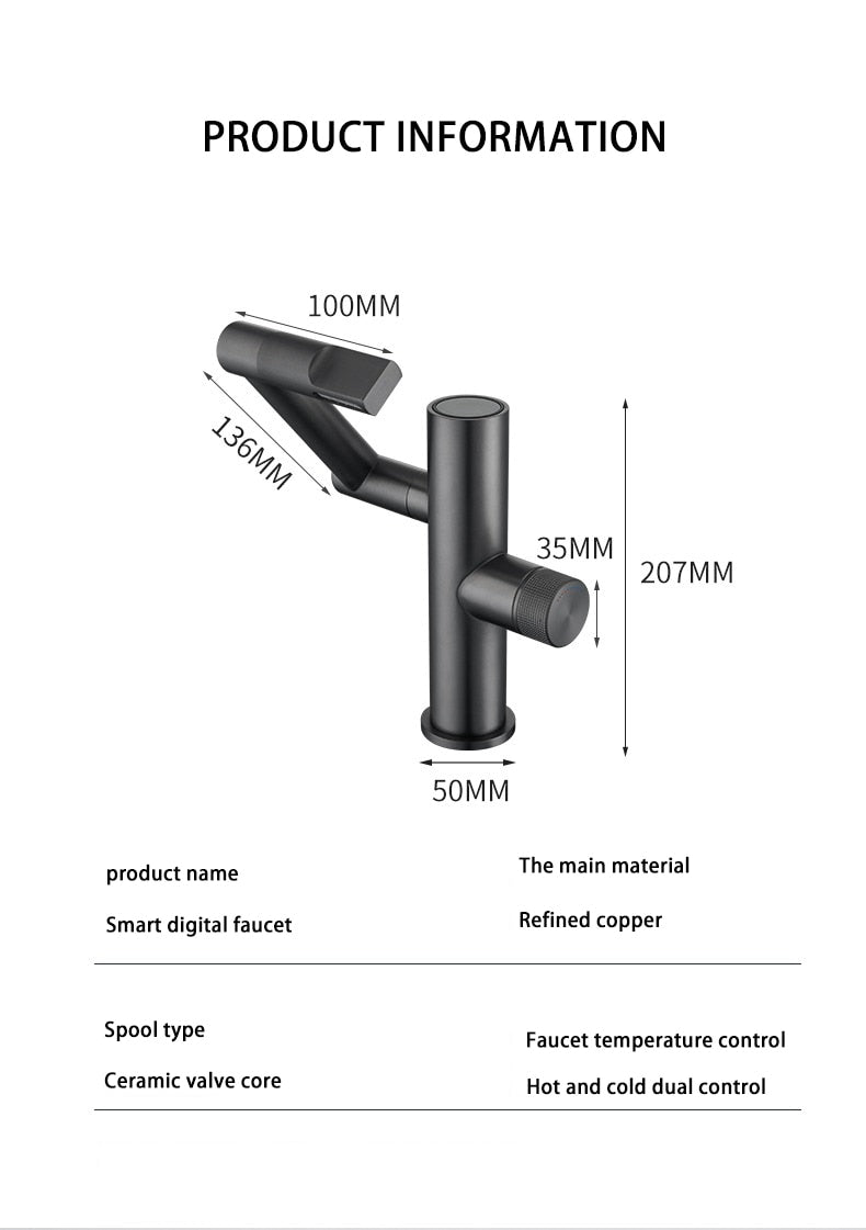 Sikunuo | Hydroelectric Rotating Modern Smart Waterfall Faucet