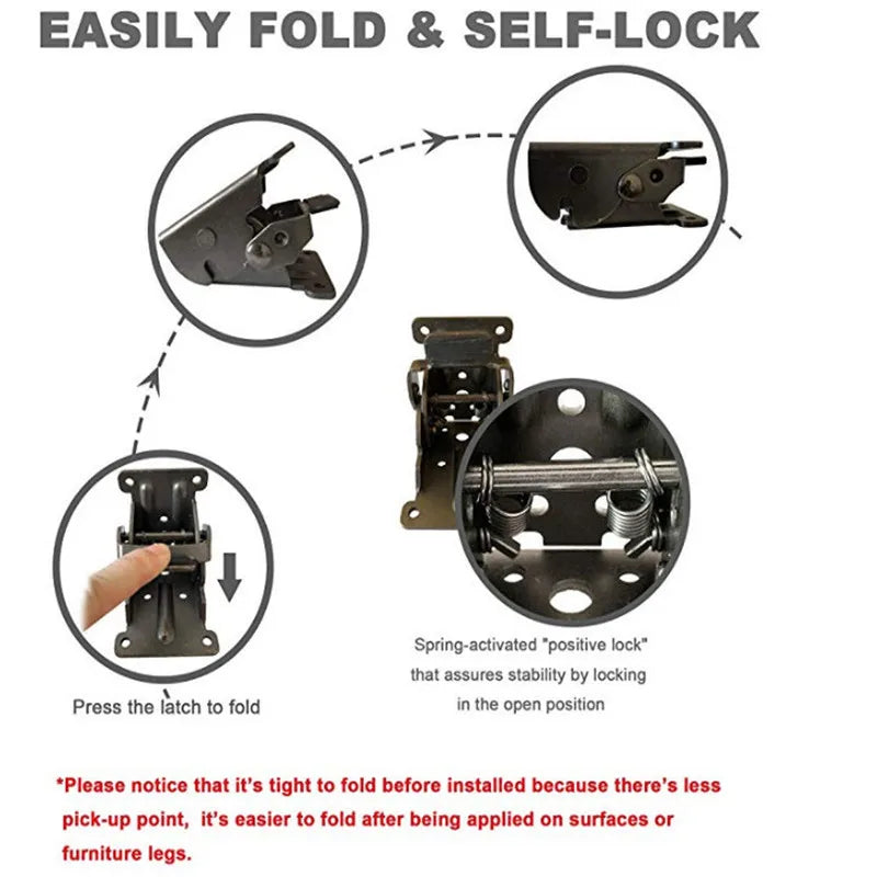 Sikunuo | 2Pcs Foldable Self-Locking Hinges