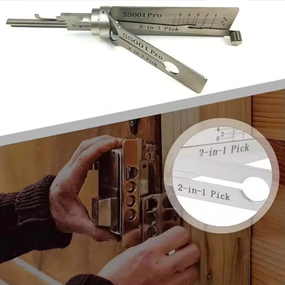 Sikunuo | Stainless Steel Key Decoder – 2-in-1 Lock Decoding & Picking Tool for Locksmiths