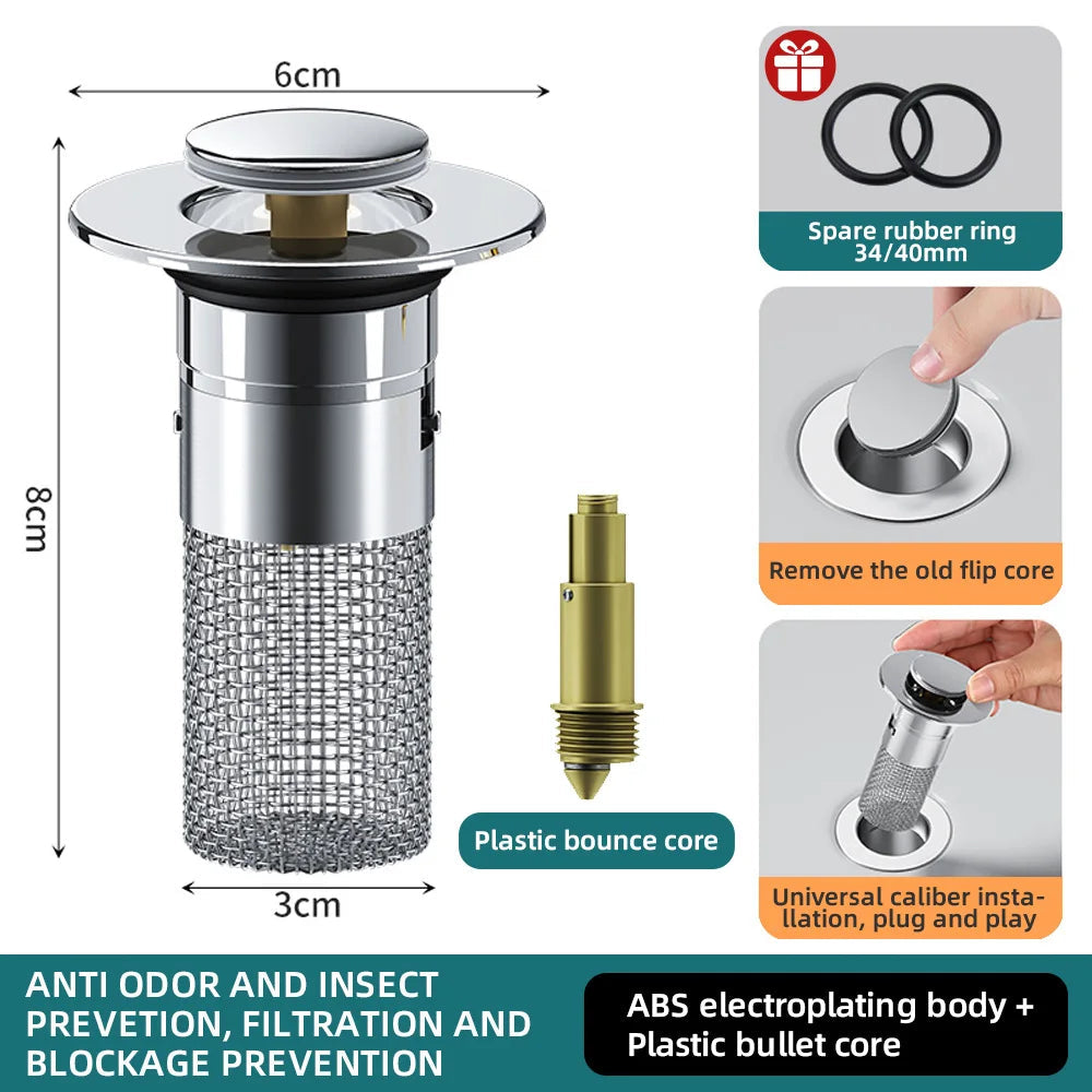 Sikunuo | Pop-up Anti Clogging Drain Sink Strainer Filter