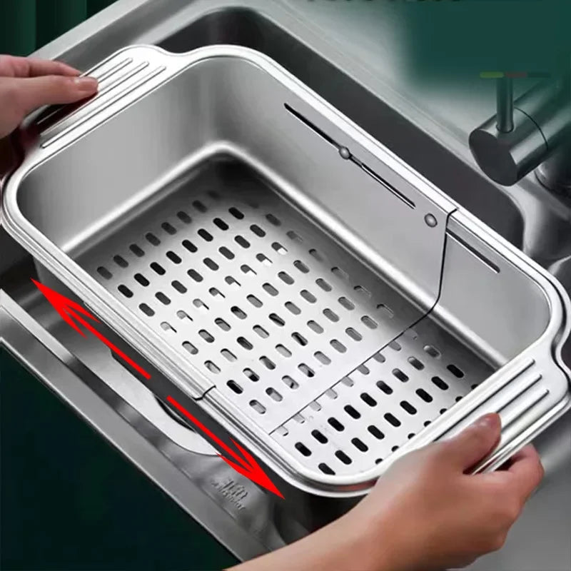 Sikunuo | Retractable Over Sink Stainless Steel Vegetable Drain Basket