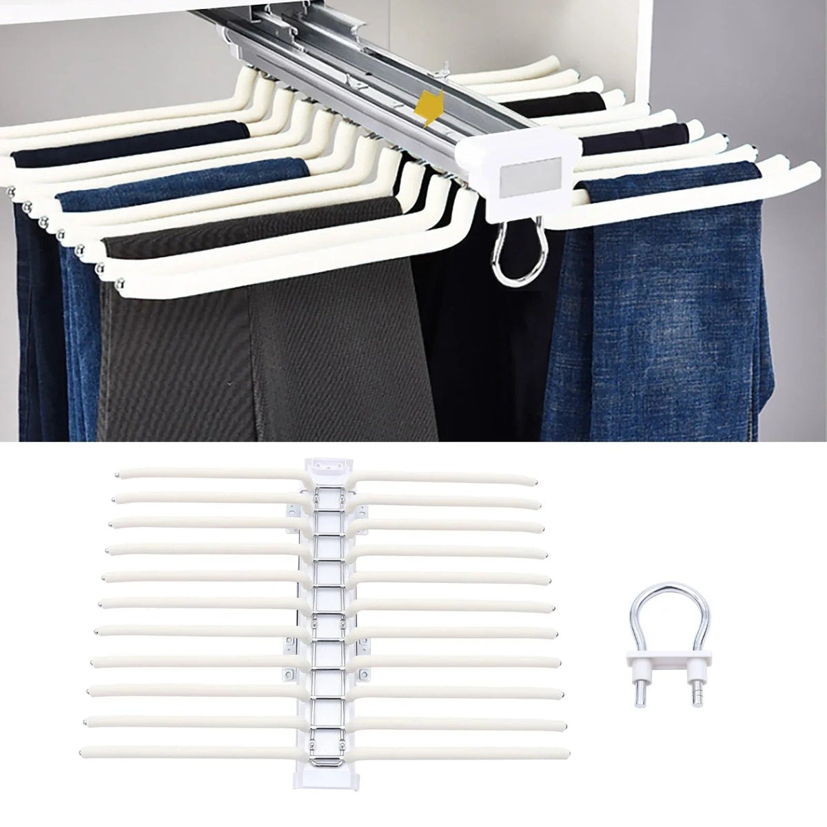 Sikunuo | Smart Slide-Out Rail Cloth Organizer