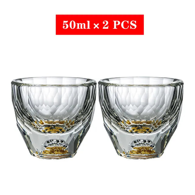Sikunuo | Crystal Glass Whiskey Glasses Bar Liqueur Sphere Cups Sake and Shochu Double-Walled Thick Bottoms Small Capacity Tea Cups
